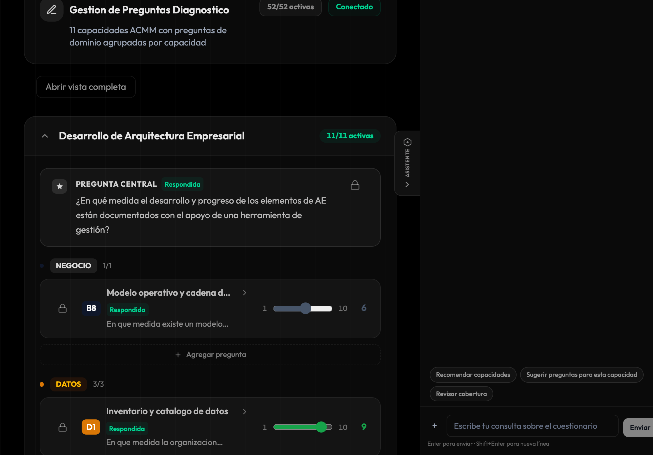 Capacidad expandida con preguntas, estados y pesos