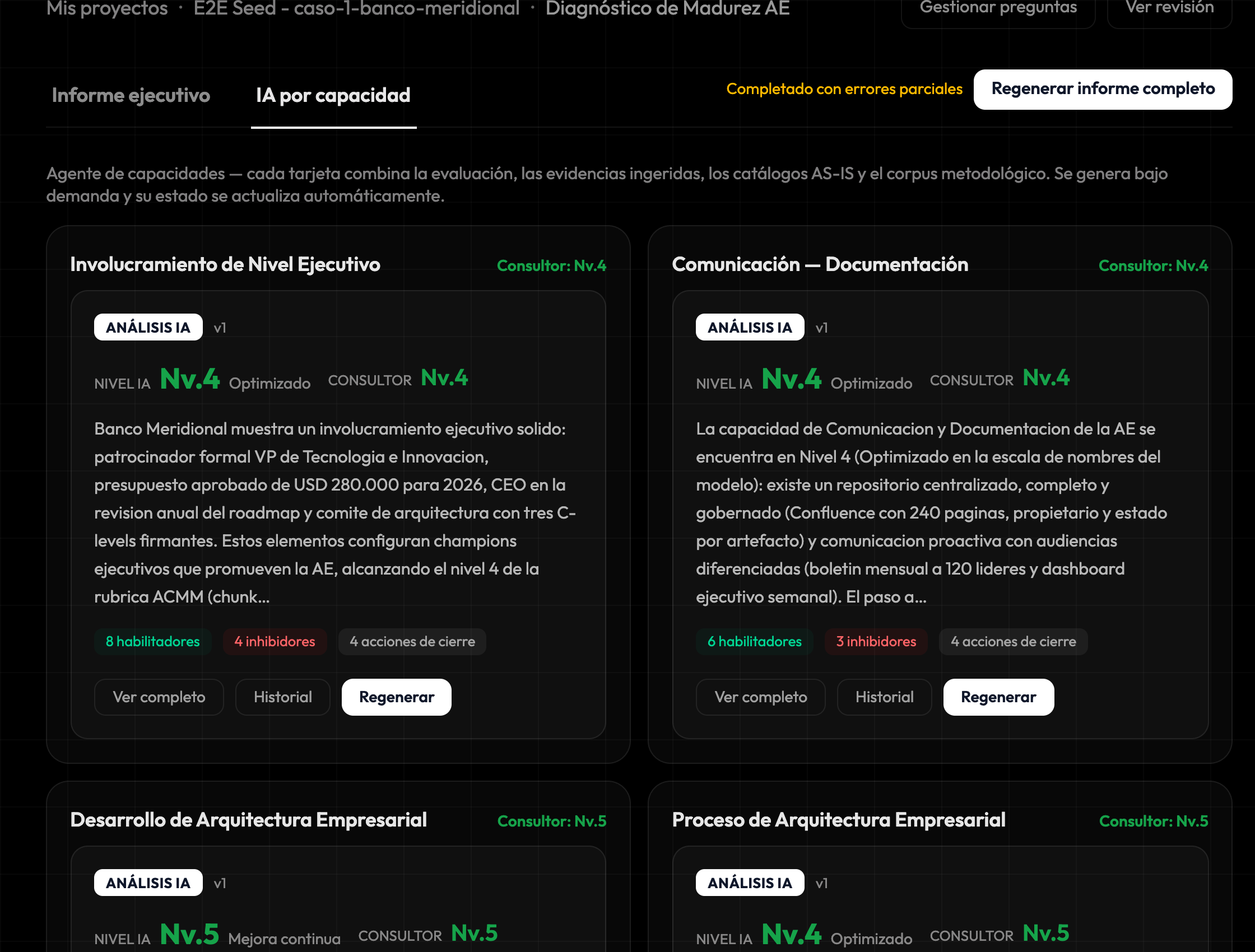 Análisis de IA por capacidad